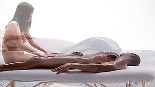 Sensual Interracial Massage With Amateur Big Breasted Brunette