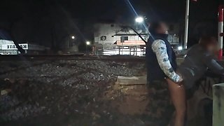 Public Sex on the Street Outdoors Caught Fucking by Police Bus Voyeurs and Trains