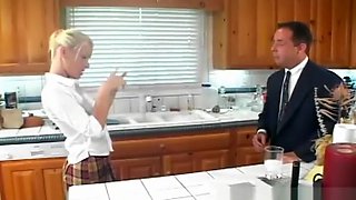 Teen babysitter fucking in the kitchen