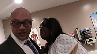 Pregnant ebony Kayla Ivy gets threesome fucked