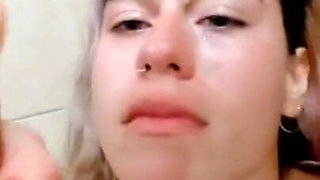 Drinking Pee Yellow and Cum Swallow - Bathroom