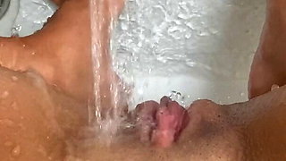 Clit orgasm with the shower