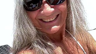 Sexy amateur mature blonde gives a great handjob at cum