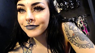 Brunette amateur babe strips off and masturbates