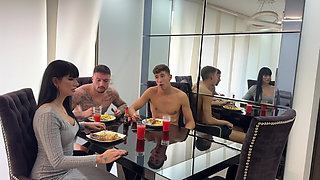 Huge Ass Latina Fucks Two Strangers While Her Husband Is Not Home