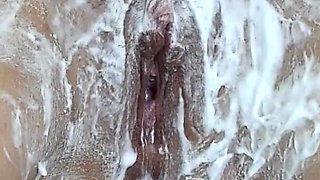 Shaving a Hairy Vagina with a Trimmer and a Razor Close-up!