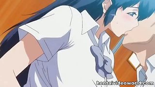 Huge anime cumshot for big titted school girl