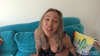 Blonde Step Sister Beth Bennett Wanks You Off With Her Big Fake Boobs