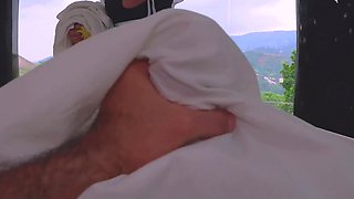 Curvy Buxom Brunette Maid Takes Care Of Her Boss's Boner & Gets Rewarded With CIM