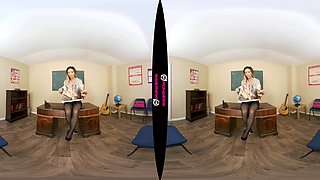 Teacher With A Toy - Incredible Babe In Teacher Outfit And Stockings Solo
