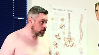 CFNM nurse wanks cock in voyeur HJ