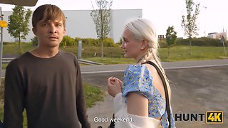 Hunt4k. blondie babe was so sad so hunter suggested her joy and she loved to rail his Big Dick