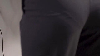 Amateur Secretary In Office Trousers Teases Her Visible Panty Line