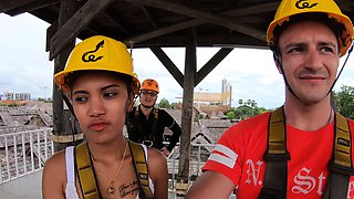 Zipline fun and hot sex at home after