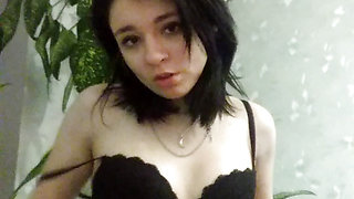 Home striptease in black beautiful lingerie