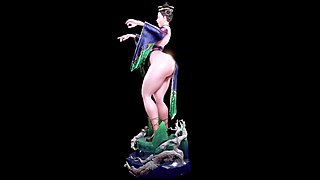 Chun Li in a beautiful suit that barely covers her huge ass and breasts