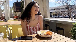 Massive juggs brunette fatty strips and jerks solo