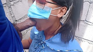 Guard catches a hot pinay schoolgirl Hornygaile giving the best public blowjob ever on a construction site