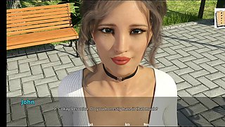 Busty blonde in a visual novel game with erotic adventures