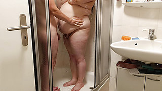 Hot shower moment, I soap her whole body