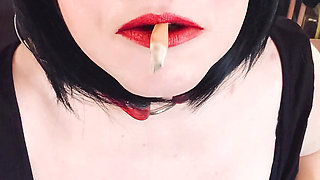 I Want To Deepthroat On Cock With My Lungs Filled With Smoke! - Tina Snua Smokes A Cork Tipped Cigarette In Gloves & Tits Out