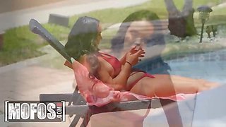 Chesty dark haired Sofi Ryan takes some naked selfies, tells Damon Dice to join in the fun - mofos