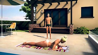 Alex 19 saw his sunbathing stepmom