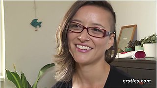 Cute Brunette Babe Fingers Her Shaved Pussy