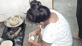 Indian desi step-mom fuck in kitchen