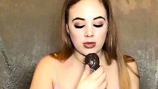 Cute young amateur web cam girl masturbates with her toy