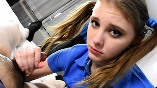 Petite teen blowjob and cumshot