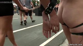 Blonde Slut Mona Wales Public Disgrace at Street Fair - Rough Bondage & Humiliation with Bill Bailey & Ariel X