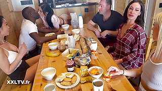 Orgy in a chalet in the mountains