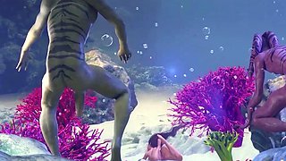 Big tits 3d babe fucking with sea monsters