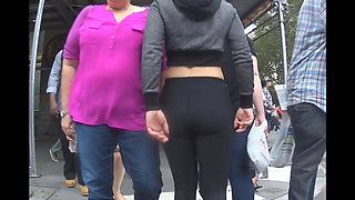 round booty tight spandex walking