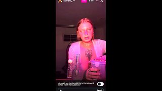 Blonde mature with big boobs masturbates in bed