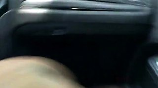 Black Amateur Couple's Car Blowjob