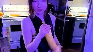 Amateur asian teen licks ass and sucks cock