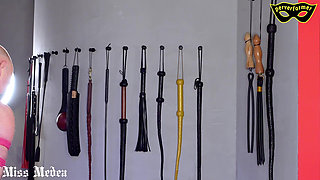 Slave Is Whipped by Two Mistresses