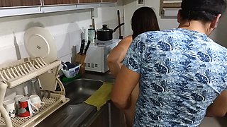 Latina Stepsister Fucks with Her Stepcousin in the Kitchen - Cum in Mouth