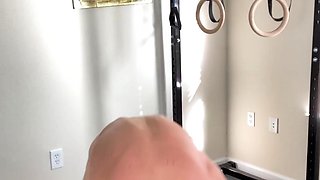 Skinny gay twink enjoys hot solo jerk off on bed