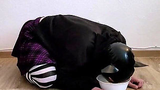 Leashed Sissy Drinks Mistress Piss Like the Thirsty Slave She Is