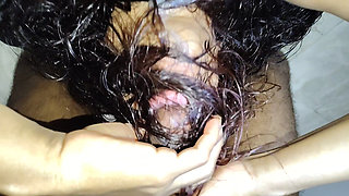 HAIR HANDJOB & CUM ON HER NECK