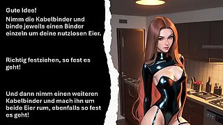 German Mistress Anal JOI: Humiliation & CEI Instructions for Slave Training