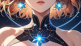 Celestial Aura - Ai Girl with Floating Constellations Orbiting Her Face