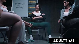 ADULT TIME - Sex Addict Little Puck FISTED  DOUBLE PENETRATED DURING ROUGH DVP GANGBANG