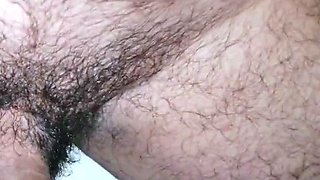 Hairy pussy MILF jerks off big cock and has hardcore morning