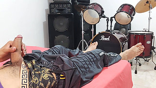 I masturbate my big cock in my stepsister's room