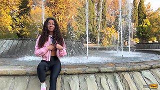 Katty Shows Her Tits in a Park - Flashing