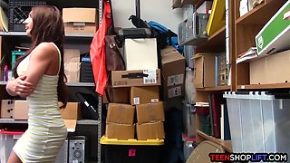 Jail of fuck for this teen shoplifter stuck in his office